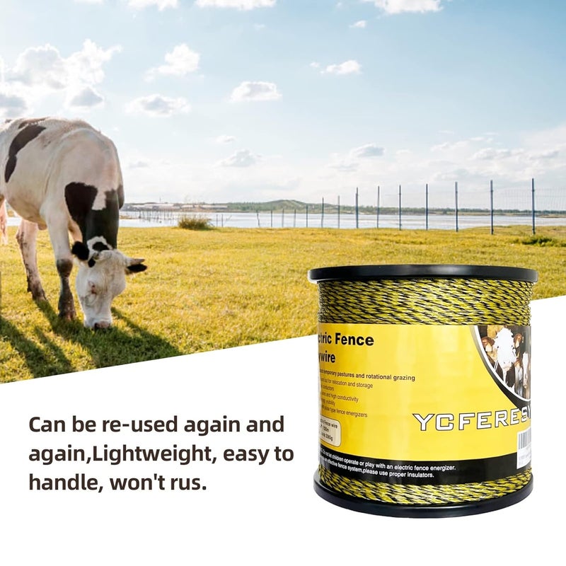 YCFERESY Upgraded Electric Fence Polywire 3366 Feet 1026 Meters, 6 Stainless Steel Strands for Reliable Conductivity and Rust Resistance, Portable Electric Fencing,UV, Rust Resistant - Image 4